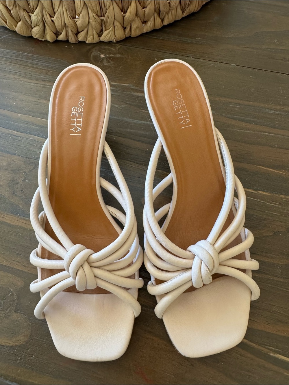 Rosetta Getty Cream Knotted Strappy Slide Sandals